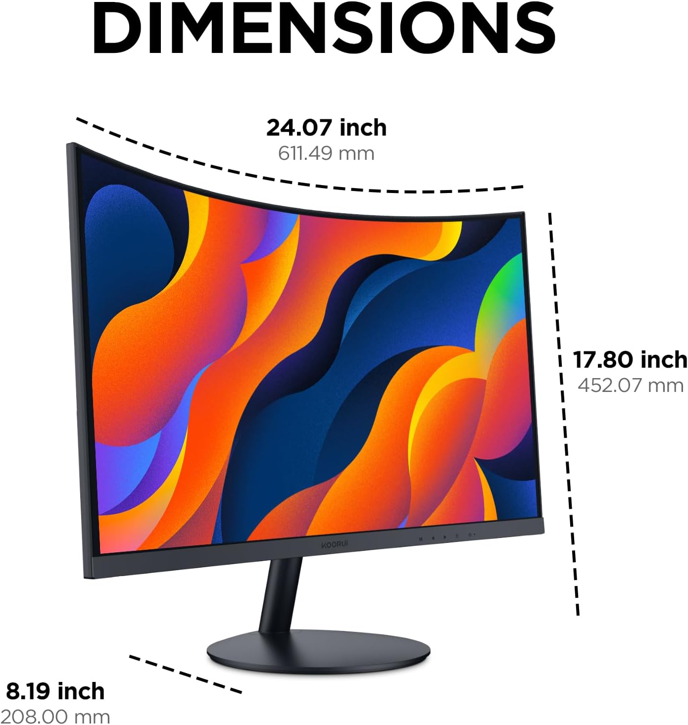 KOORUI 27 Inch Curved Computer Monitor- Full HD 1080P 75Hz Gaming Monitor LED HDMI VGA, Tilt Adjustment, Eye Care, Black 27N5CA