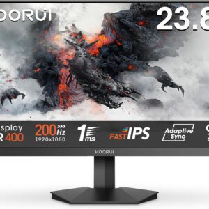 KOORUI G2411P 24 Inch Gaming Monitor, 200Hz, Fast IPS, HDR 400, Full-HD 1080P, 1ms, Adaptive Sync, VESA Mountable, HDMI/DP, Low Blue Light, 99% SRGB