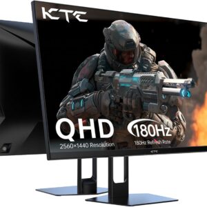 KTC 27” Gaming Monitor 180Hz QHD(2560× 1440p), 1MS,Fast IPS Screen,122% sRGB, DP & 2X HDMI,HDR 10,VESA,FreeSync 144Hz 2K Monitor Black