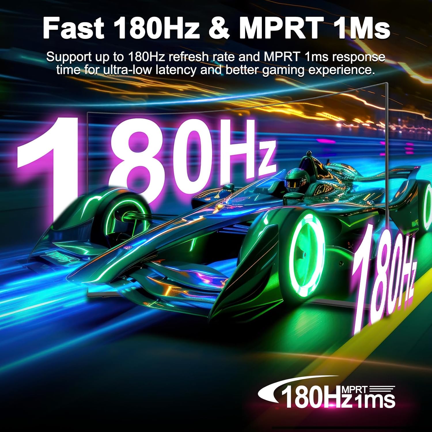 Z-Edge 24 Inch Curved Gaming Monitor 180Hz 1ms MPRT, 16:9 Full HD 1080P LED Monitor, VA Panel, 300cd/m² Brightness, FreeSync, HDMI & DisplayPort - Black - Image 2