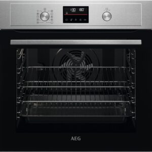AEG 6000 Series SurroundCook Built In Oven, BPX535061M, 72L, Pyrolytic Self Clean, LED Display, Multilevel Cooking, Stainless Steel, Anti-fingerprint, Fast Heat Up, Grill, Pizza Setting, Defrost, A+